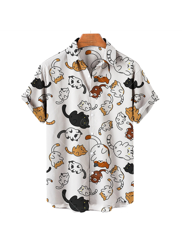 Cat Shirt Short Sleeve Shirt Cute Printed Shirt for Men - Usnkrs | Buy ...